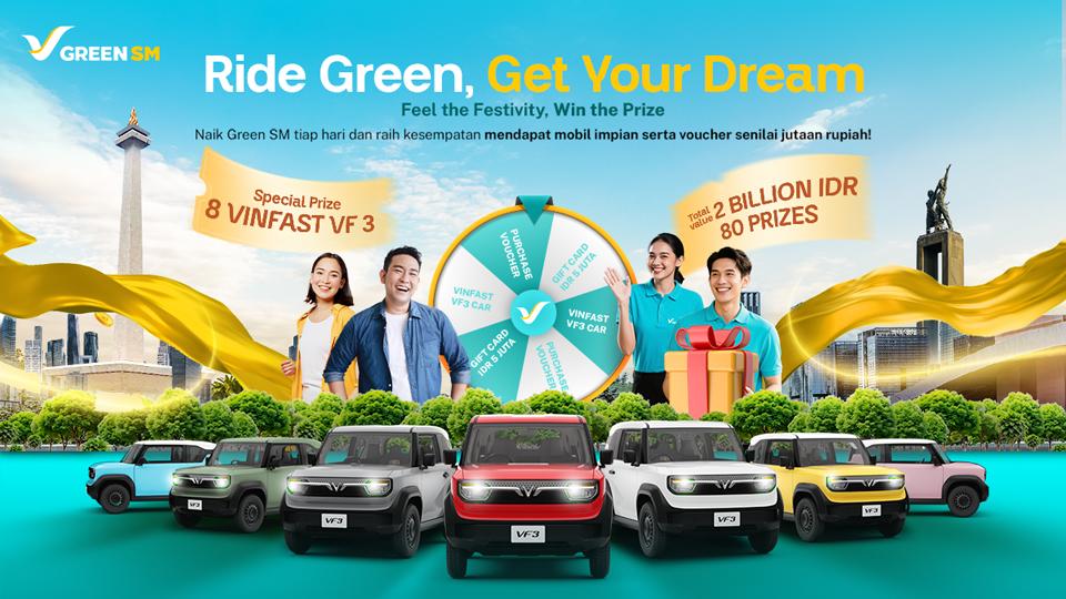 Ride Green, Get Your Dream, Menangkan Mobil Listrik Vinfast VF3 dan Hadiah Lainnya Total Senilai Rp2 Miliar!
